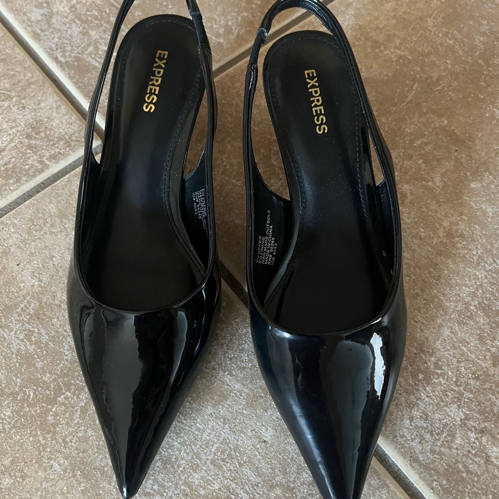 Express Black Slingback Heels